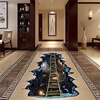 Vista 3 de Calcomanías 3D para suelo de galaxia, espacio exterior, puente colgante, calcomanías de pared, removibles, impermeables, decoración de pared