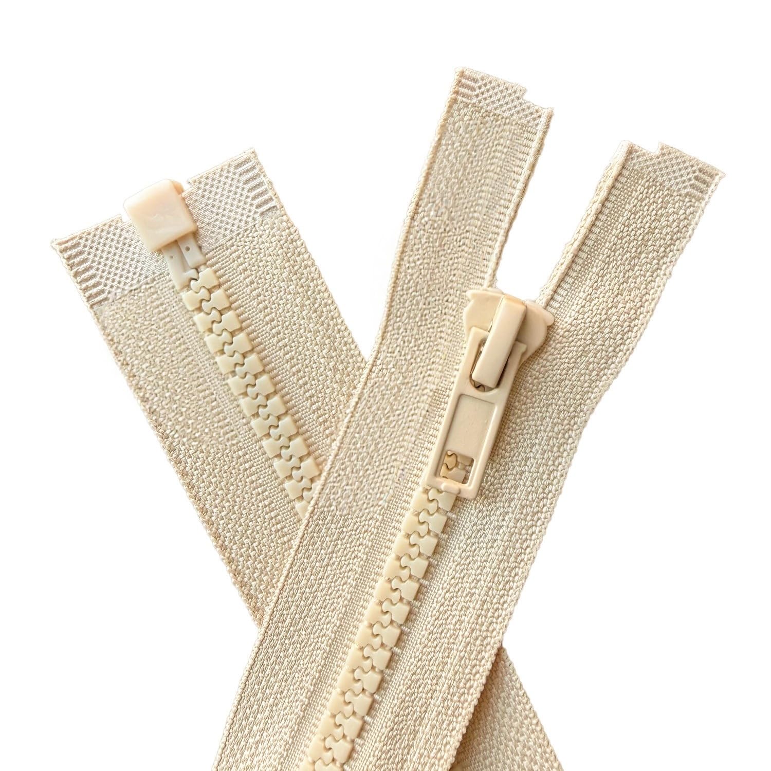 Yahoga Beige 2Pcs #5 21 Inch Separating Jacket Zippers For Sewing Coats Jacket Zipper Molded Plastic Zippers Bulk (21" )