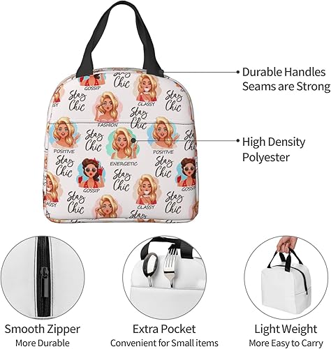 Miniatura 5 de Golden Stay Fainshon - Bolsa de almuerzo moderna y elegante, bolsa de almuerzo reutilizable aislada, lonchera portátil, bolsa de mano