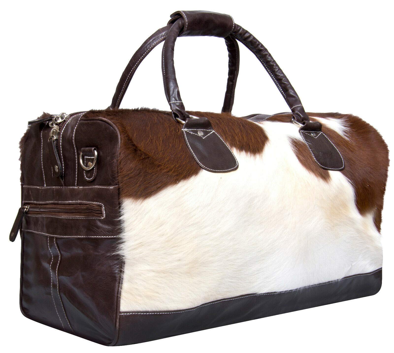 Bolso Holdall de Cuero Marrón Genuino Piel de Vaca y Fin de Semana Duffel Viaje