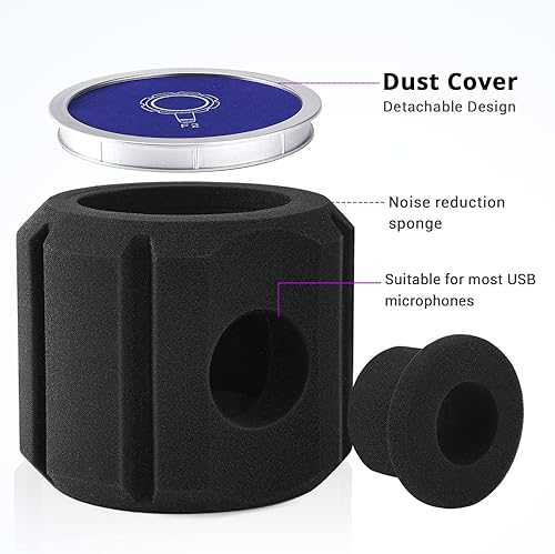 Miniatura 4 de Facmogu Filtro de espuma para parabrisas de micrófono grande, filtro de protección contra el viento, filtro acústico con esponja gruesa para