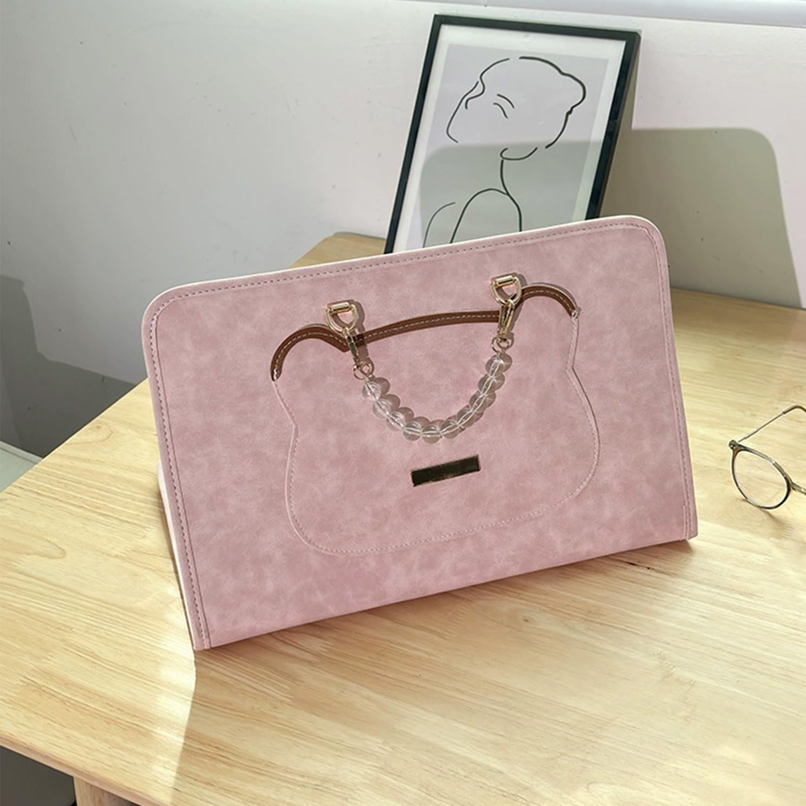 Custodia Protettiva Rosa per Computer Portatile, Custodie Laptop Borsa con Maniglia, Borsa Porta Pc Donna in Pelle PU Custodia da Trasporto, per Studenti e Professionisti