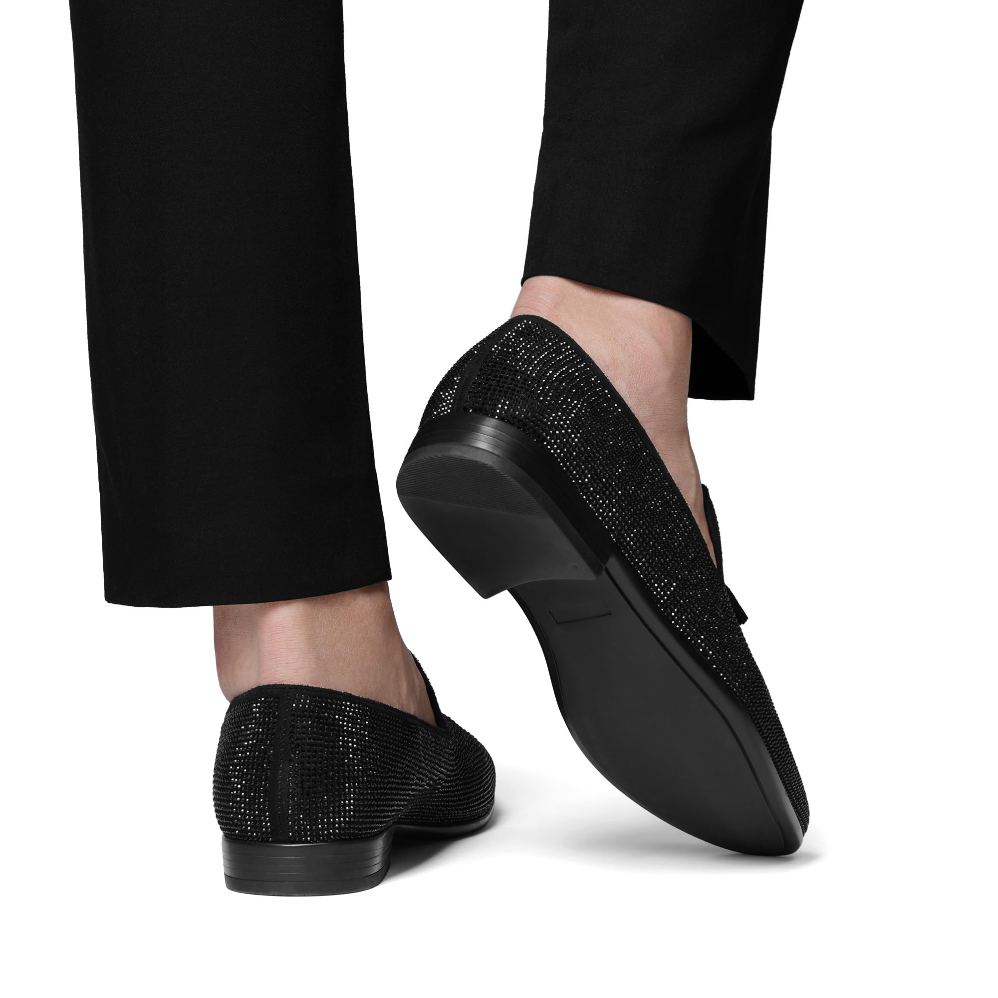 Bruno Marc Men's Rhinestone Prom Tuxedo Shoes Tassel Dress Loafers Slip on Formal Shoes for Wedding, Party, Graduation — view 7