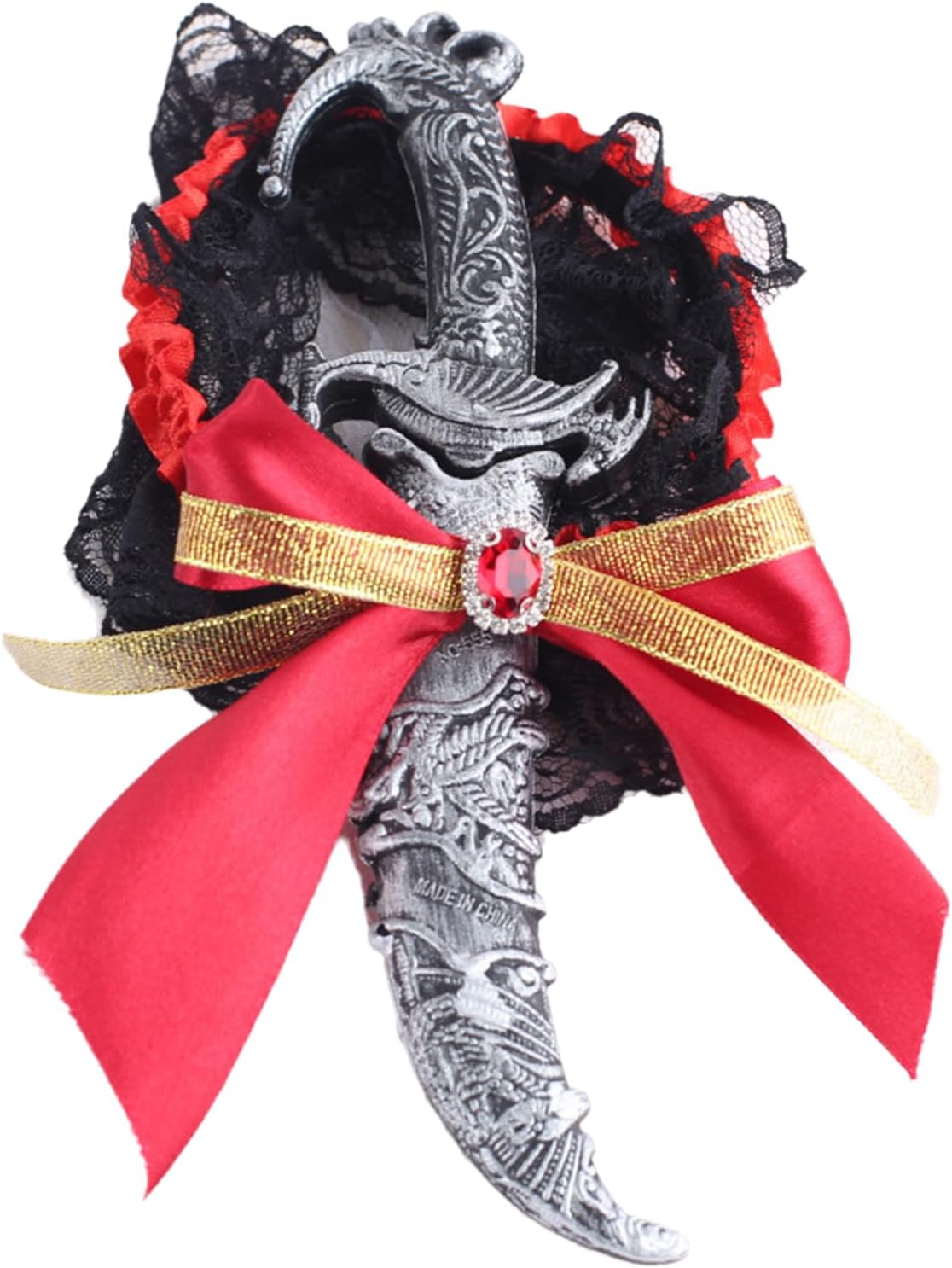 Kaerm Pirate Sword with Lace Bow Thigh Garter with Dagger Cosplay Accessory Stylish Strap Lingerie Piece