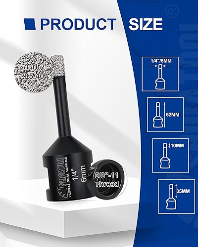 Miniatura 4 de SHDIATOOL Brocas de núcleo de diamante, 2 unidades de 14 de pulgada para porcelana, cerámica, ladrillo, ladrillo al vacío, sierra de agujero soldado