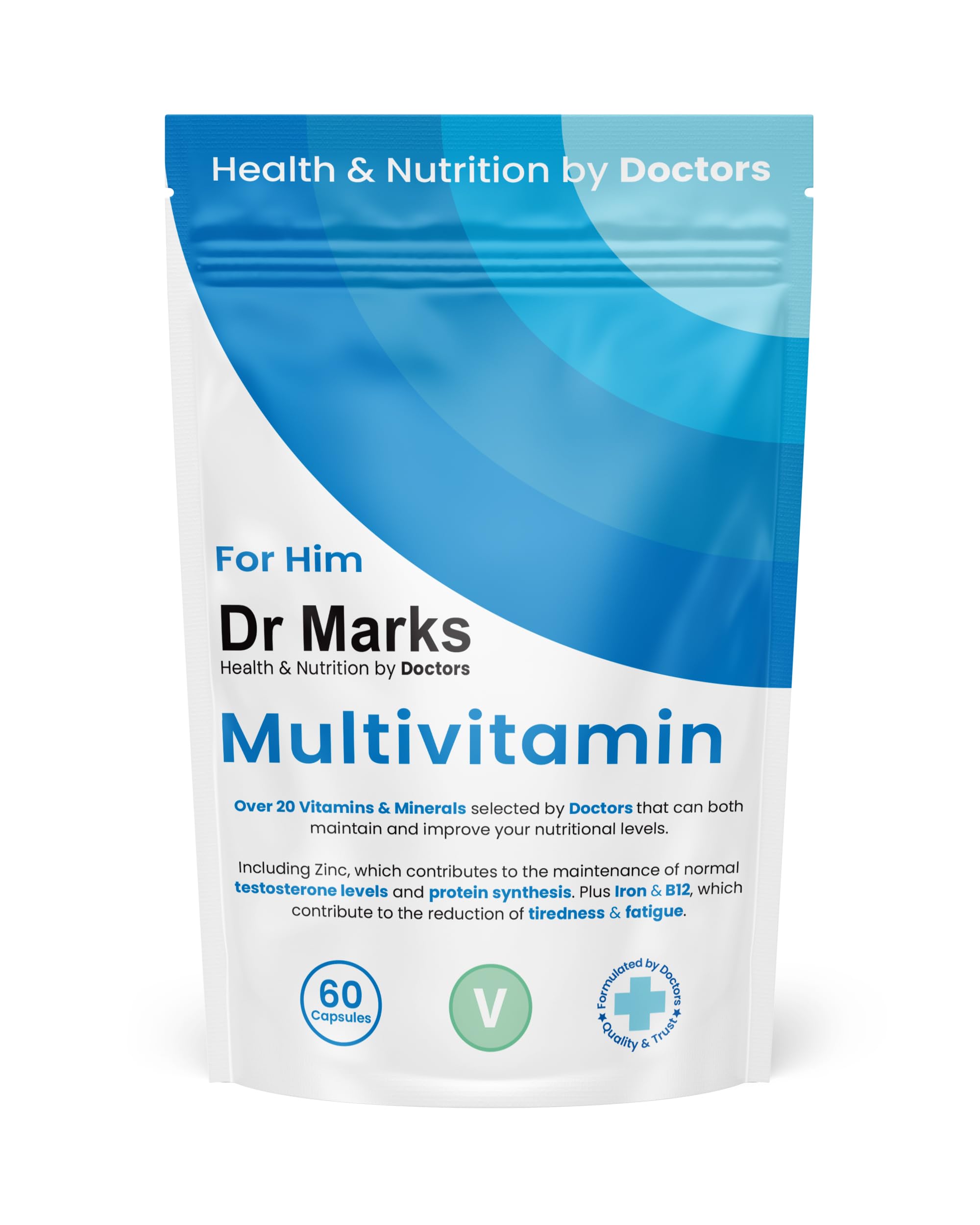 Dr Marks Multivitamin for Men - Made by UK Doctors to support Testosterone & Protein Synthesis + Boost Mental Performance, Energy Levels & Fertility, 60 Day Supply, No Fillers, Maximise Your Potential