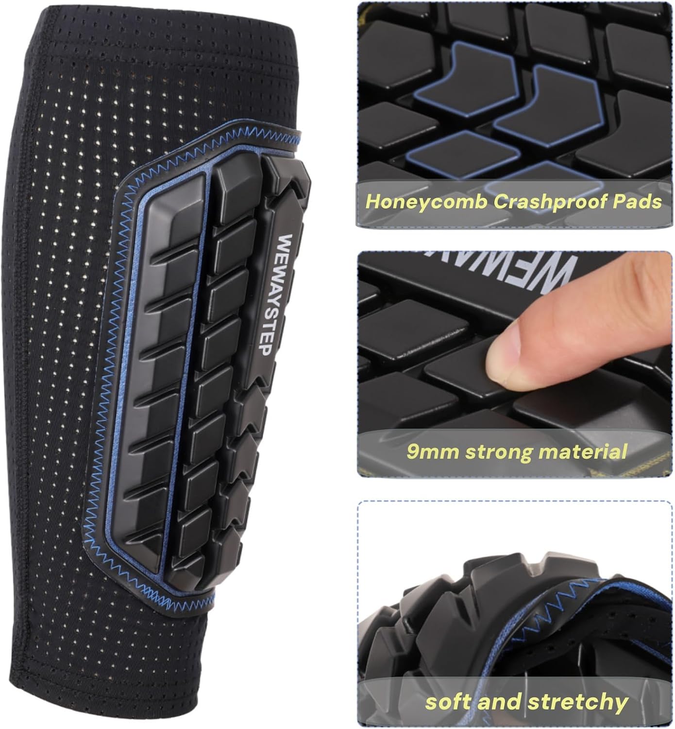 Shin Guards Soccer Kids Youth, Adult Shin Guards with Honeycomb Padding，Breathable & Anti-Slip Calf Compression Sleeves - Image 2
