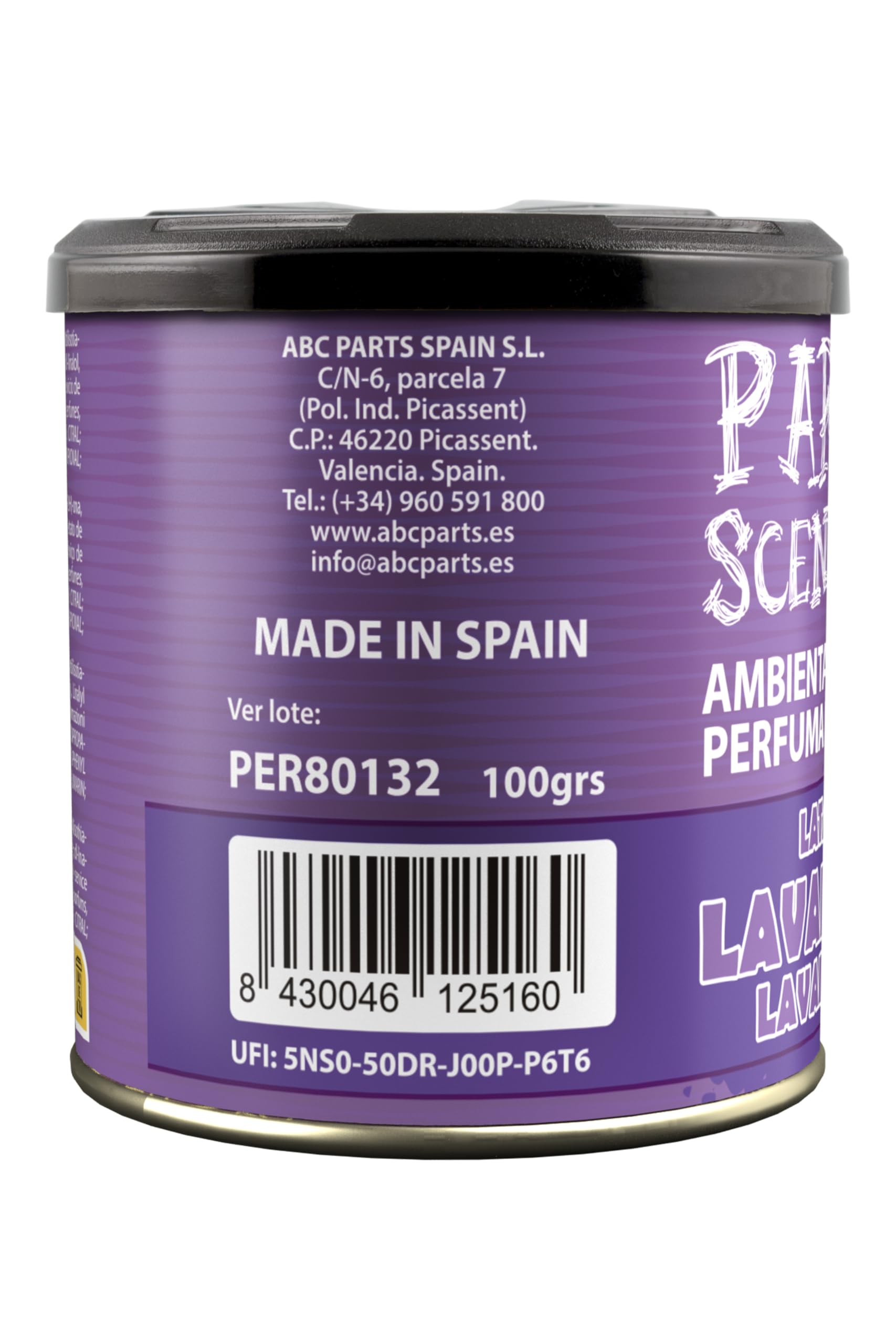 PARADISE SCENTS Paradise PER80132 Perfumador Lata Lavanda, Color Morado, 100 gr