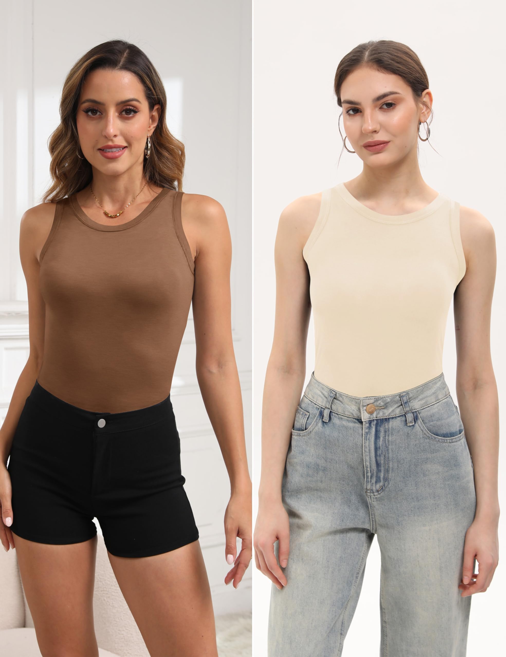 BQTQ 5 Pièces Débardeurs Femme Col Rond Yoga Débardeur Fitness sans Manches | Débardeur Femmes Décontractés Été Tank Top, Ajustée Tank Tops Slim Fit Basic Décontracté Haut Débardeur Femme Large Bretelles