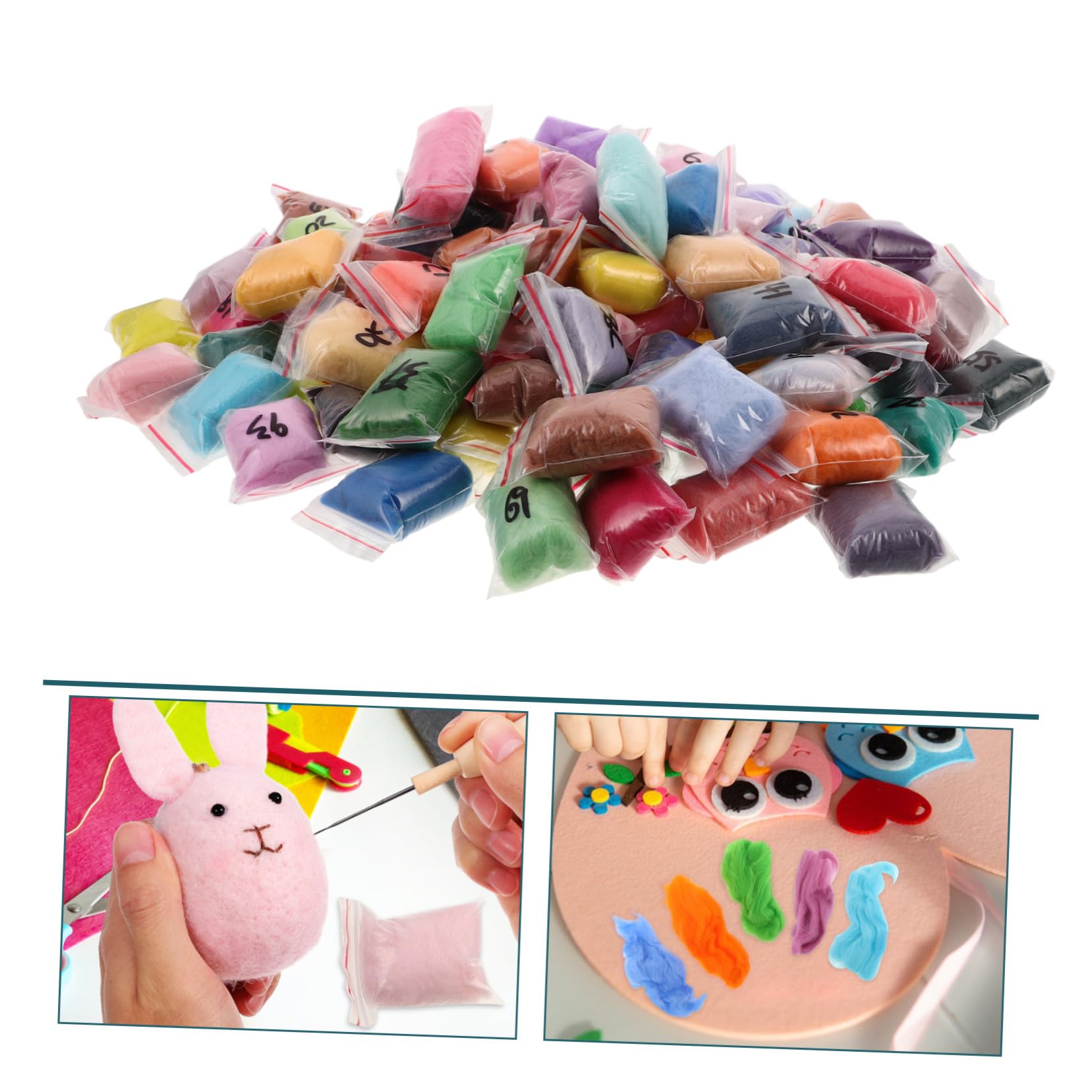 Lana de Fieltrar Aguja de Colores 100 Piezas para Manualidades