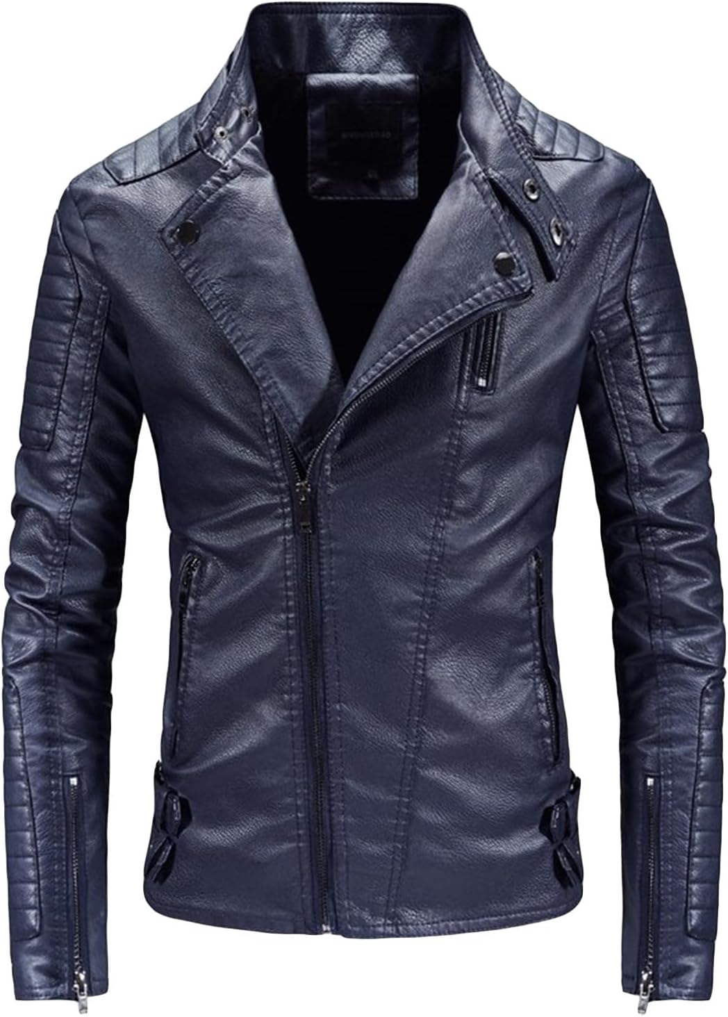 Men's Motorcycle Thick Leather Jacket Men Biker Faux Leather Coat Male Lapel Asymmetrical Winter Leather Jacket