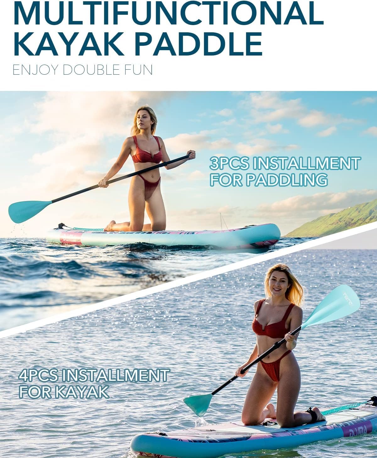 DAMA Light Flower Tabla de Paddle Surf Hinchable, Sup Paddle Board Inflable 320 x 81 x 15 cm, Antideslizante, hasta 145 kg, Remo Doble, Bomba, Mochila, Correa de Seguridad y Bolsa Estanca 5 L