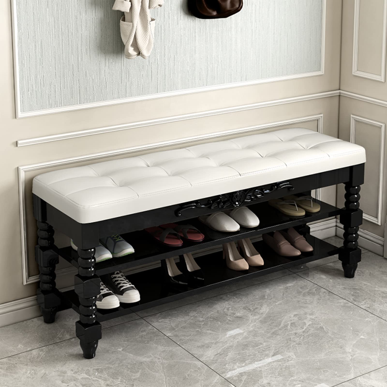 Banc de rangement à chaussures pour en finir avec le désordre de l'entrée