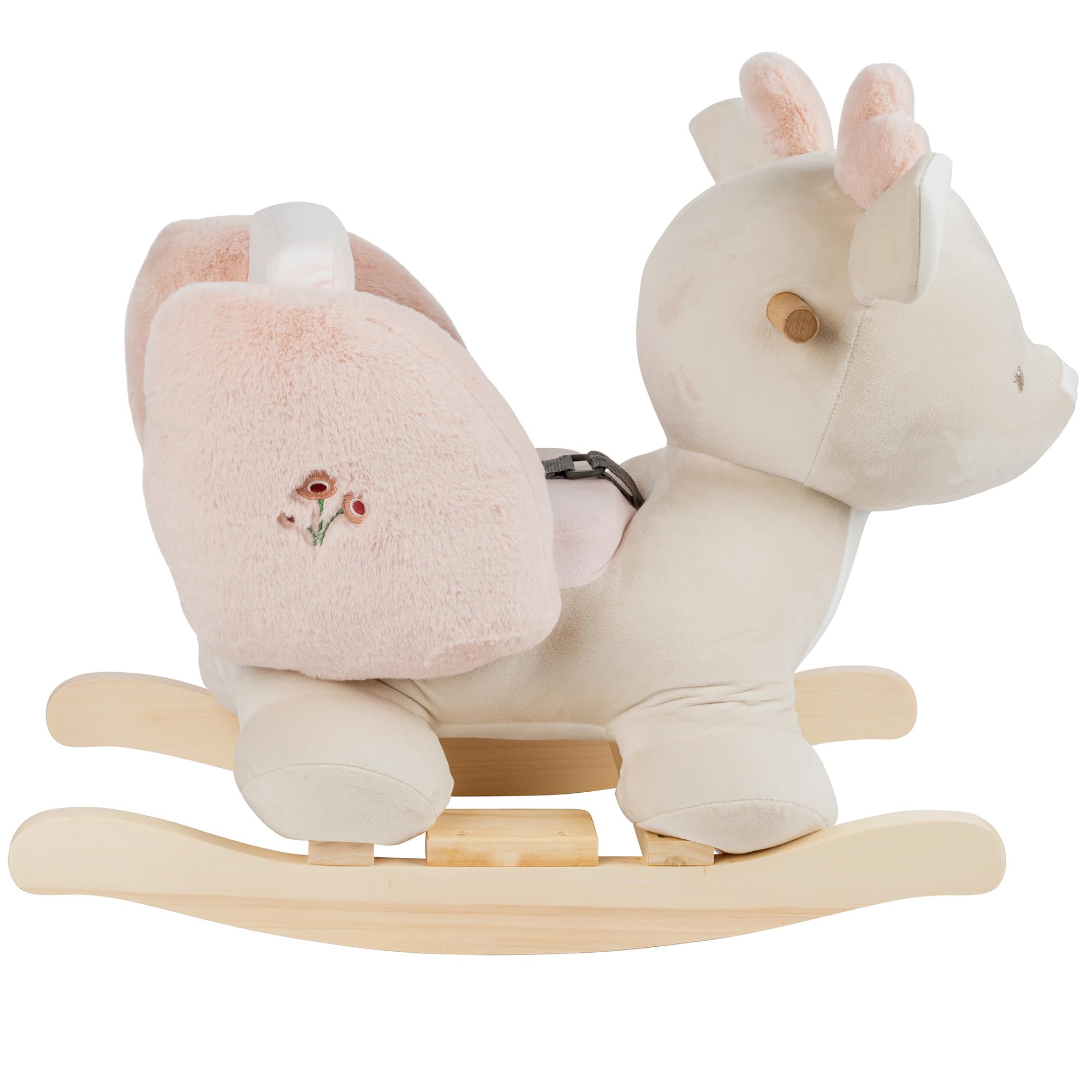Nattou Animale a Dondolo, Cerbiatto, Cintura di Sicurezza Inclusa, Allegro Dondolio Avanti e Indietro, 100% Poliestere, FanFan, Beige