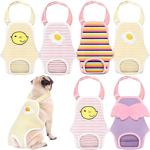6 pañales para perro, bragas sanitarias a rayas con tirantes ajustables, lavables y reutilizables, ropa interior linda para perro, ropa interior