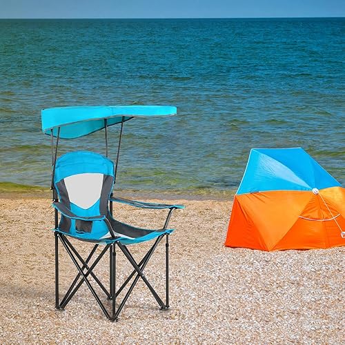 Miniatura 8 de HIGH POINT SPORTS Sillas de camping con sombra, toldo resistente, silla de descanso, silla de viaje con portavasos para exteriores, campamento,