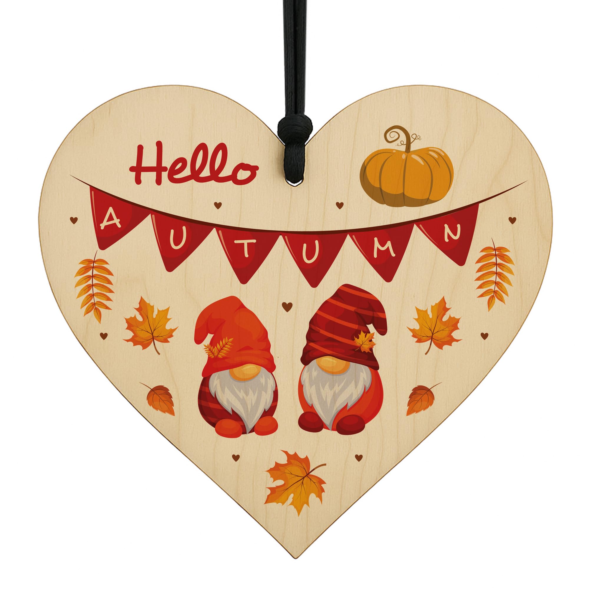 Red Ocean Autumn Decor For Home Hanging Wooden Heart Plaque Autumnal Decorations Fall Thanksgiving Decorations For Autumn