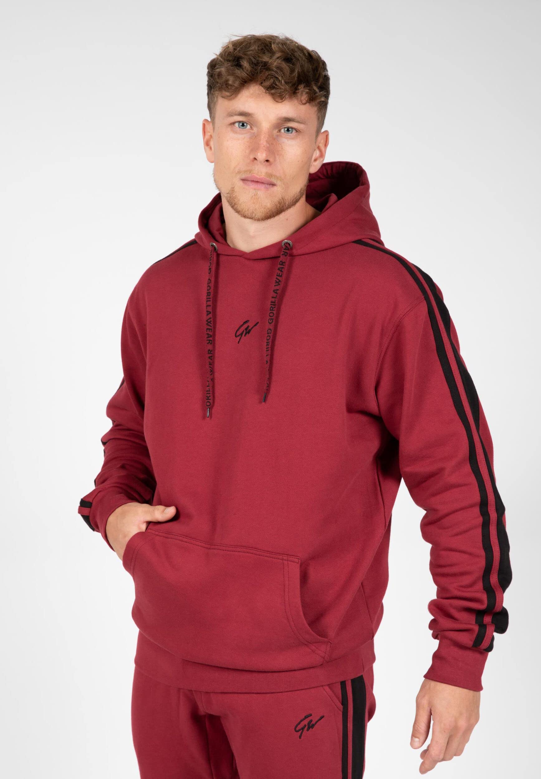 Gorilla Wear Banks Oversized Hoodie Burgundy Red/Black