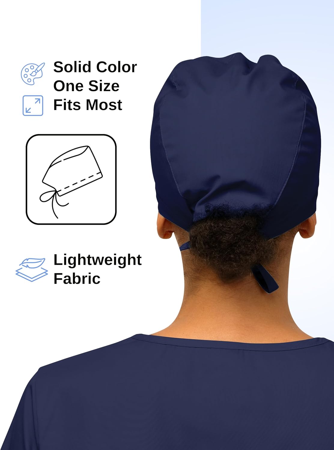 Women’s Working Scrub Cap with Adjustable Elastic Tie-Back – Lightweight, Washable Nursing Cap with Built-in Sweatband