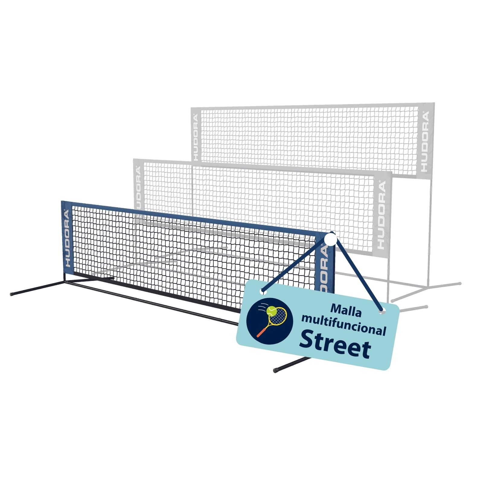 HUDORA Red Multiusos Street para Tenis y Bádminton - Exterior Regulable en Altura para Pista y Parque - Robusta e Impermeable