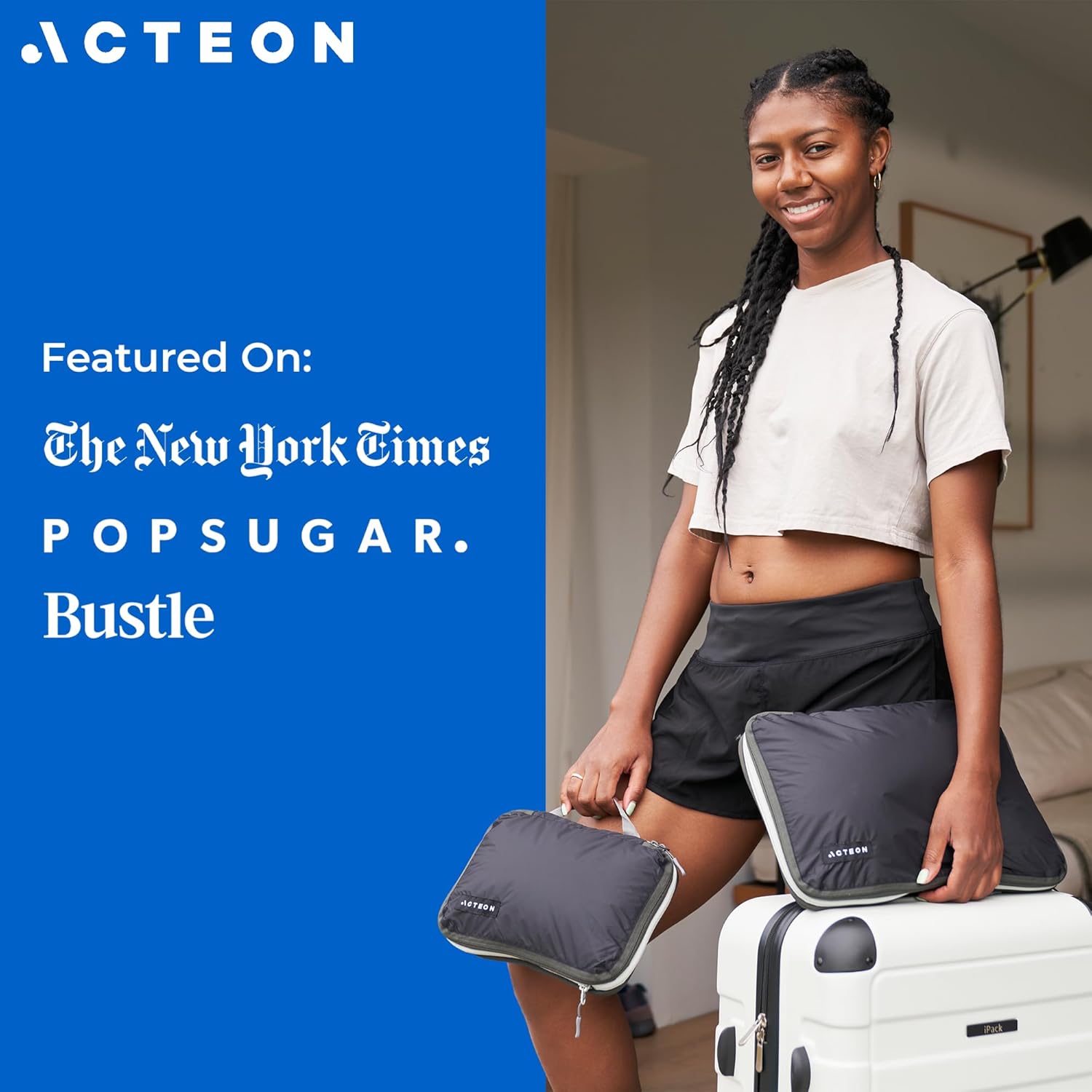 Acteon Compression Packing Cubes - 2 Pack Clean Dirty Separate Zipper - Lightweight Travel Packing Cubes for Luggage - Suitcase Organizer Travel Cubes - Large Small Laundry for Clothes Shoes Makeup