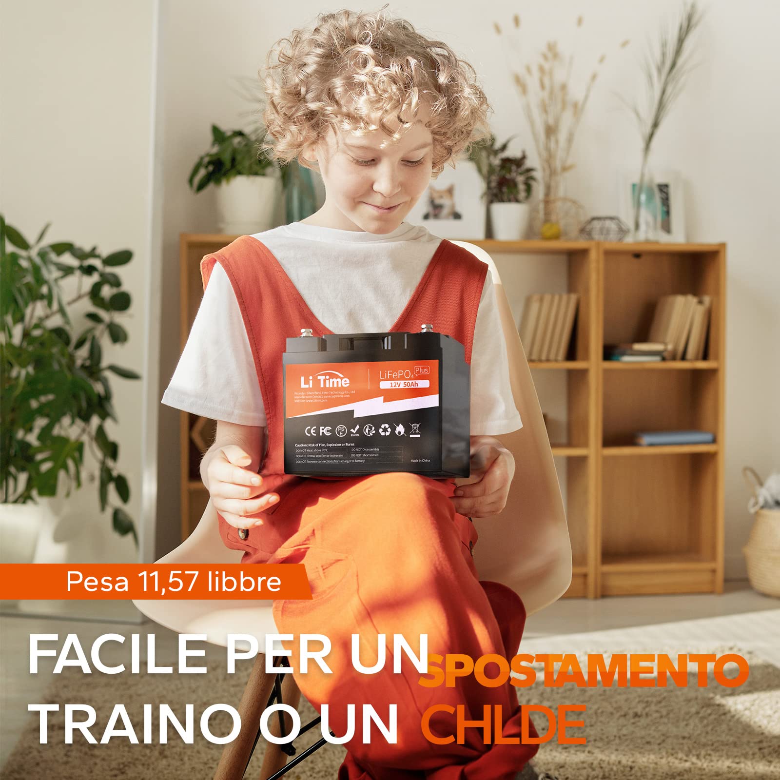 LiTime Batteria Litio 12V 50Ah, Batteria al Litio 12V Con Più Di 4000+ Cicli, 10 Anni Di Vita Utile, Batteria Lifepo4 Ideale Per Barche, Trolling Motor, Campeggio