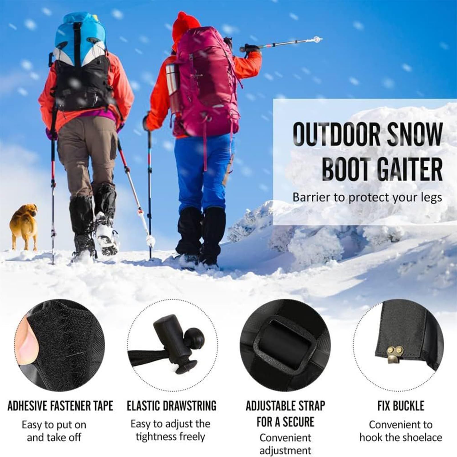 Polainas de pierna, impermeables, a prueba de serpientes, protector de pierna ajustable portátil para hombres y mujeres, escalada en nieve, senderismo, correr, invierno, caza, vadeo al aire
