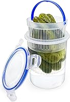 Vista 8 de Tarro de Pepinillos 24oz 2Pack - Envase de encurtidos con colador, soporte para tarros, elevador, contenedor de almacenamiento de encurtidos