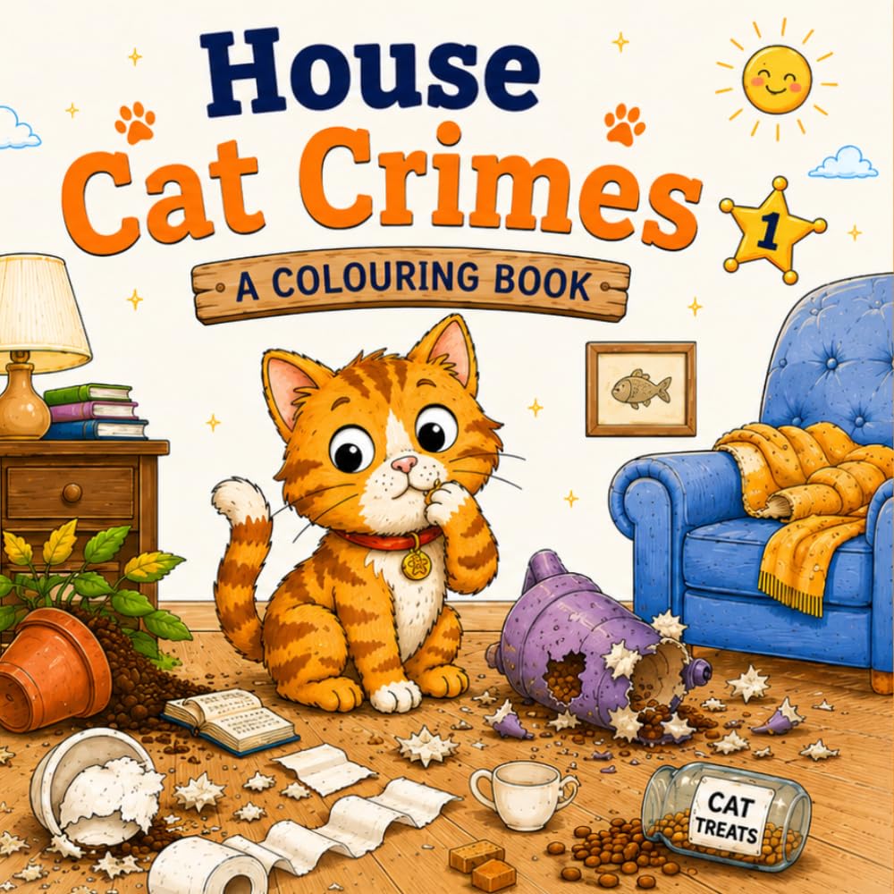 House Cat Crimes: A Humorous Coloring Book of Naughty Cats, Mischief, Mayhem and Feline Shenanigans: Funny Cat Coloring Book for Adults Featuring ... Relaxation and Stress Relief (Cat Criminals)