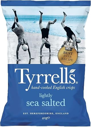 Tyrrells, Lightly Sea Salted Crisps, 24 x 40g