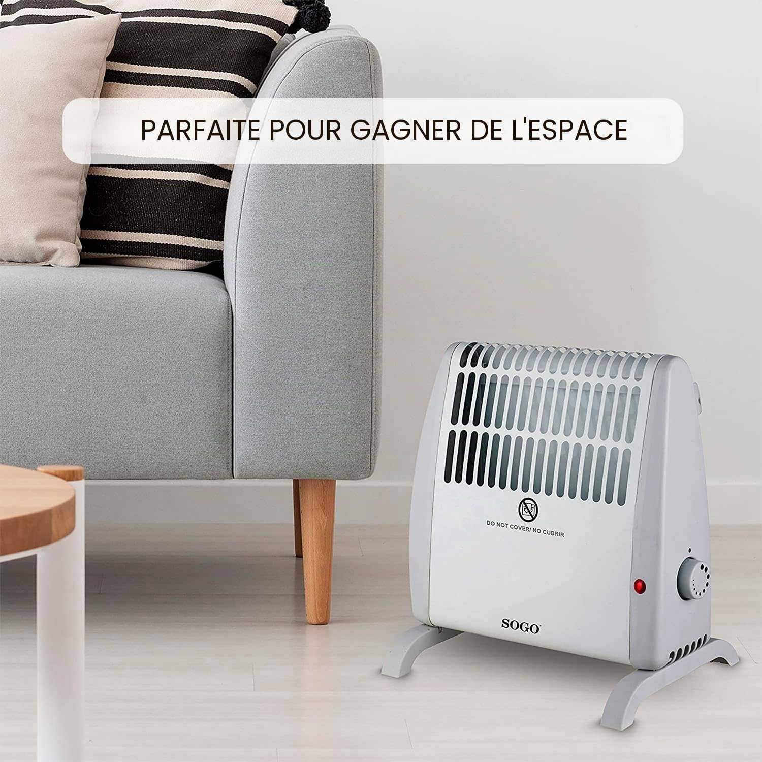 Sogo Poêle à convection, chaleur instantanée et silencieuse, thermostat réglable, protection contre la surchauffe, blanc, compact (27,5 x 18 x 27,8 cm), idéal pour les petits espaces (SS-18405)