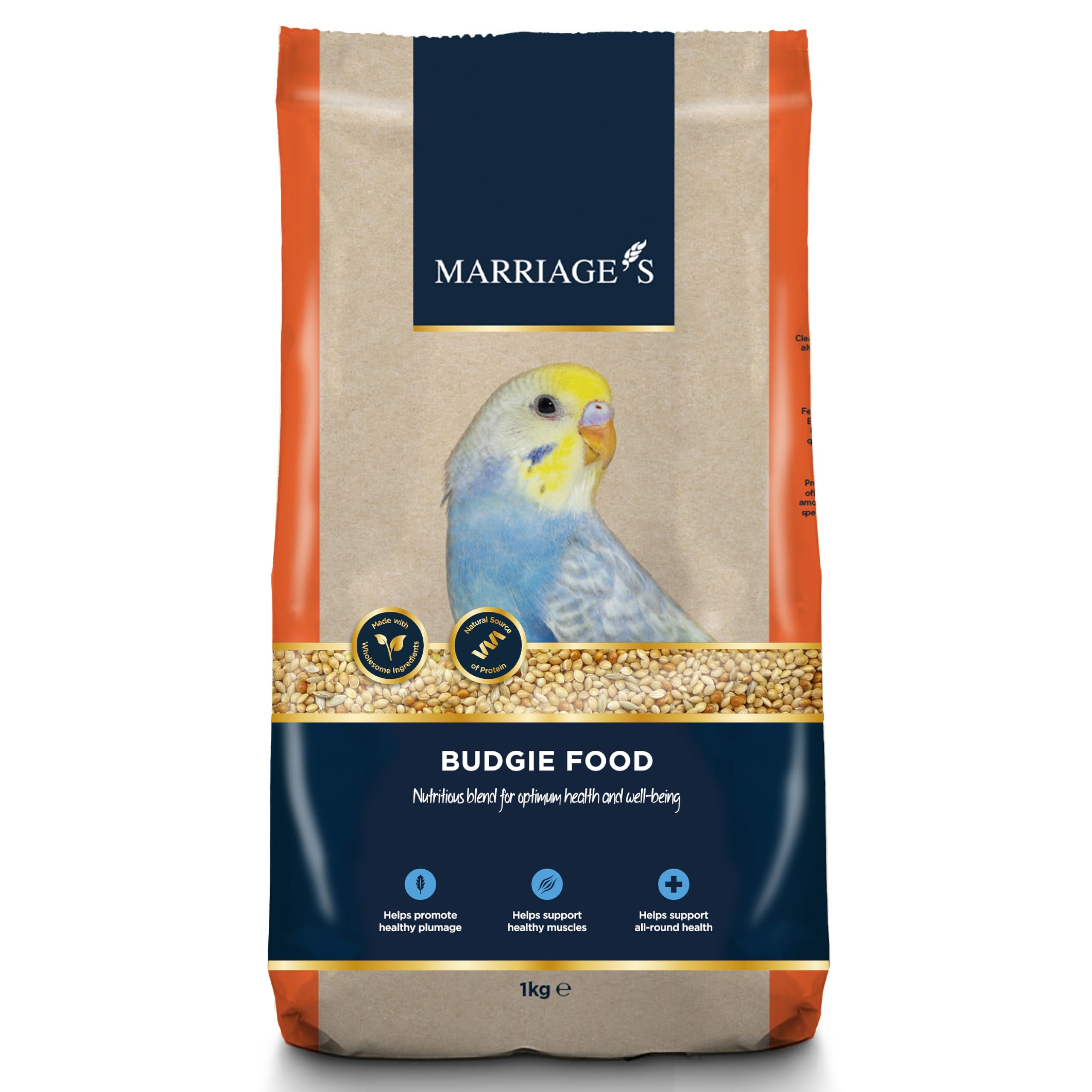 Marriages - Budgie Food, Budgie Seed and Bird Food with Red Millet, Yellow Millet, Wholesome, Bird Seed Packed with Fibre and Protein (1kg)