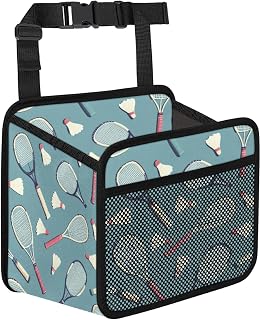 Badminton Racket Blue Car Backseat Organizer PU Leather Balls Sports Truck Back Seat Trash Bag Universal Hanging Storage Box Travel Accessories Foldable