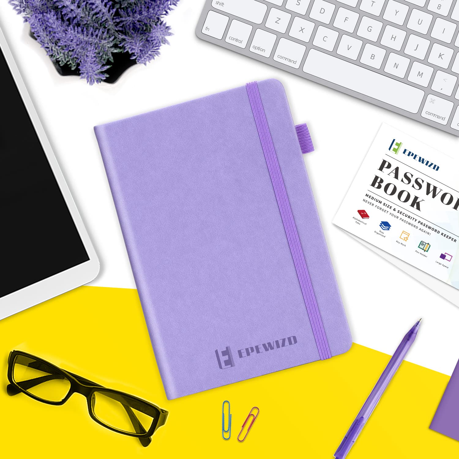 EPEWIZD Password Book with Alphabetical Tabs Hardcover Medium Size Password  Book for Website Username Internet login Computer Address Password  Organizer Keeper Logbook-Purple : Amazon.sg: Office Products
