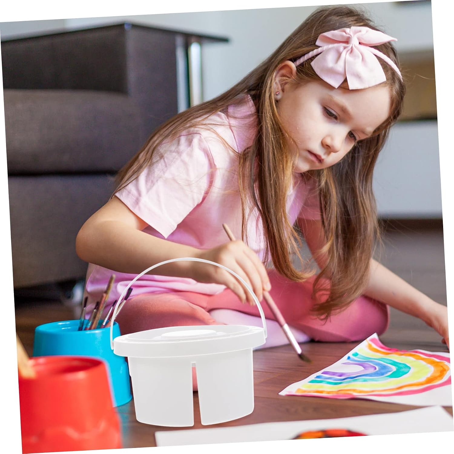 DOITOOL Art Brush Cleaner Paint Brushes Cleaner Space-Saving Portable Pen Wash Bucket Artist