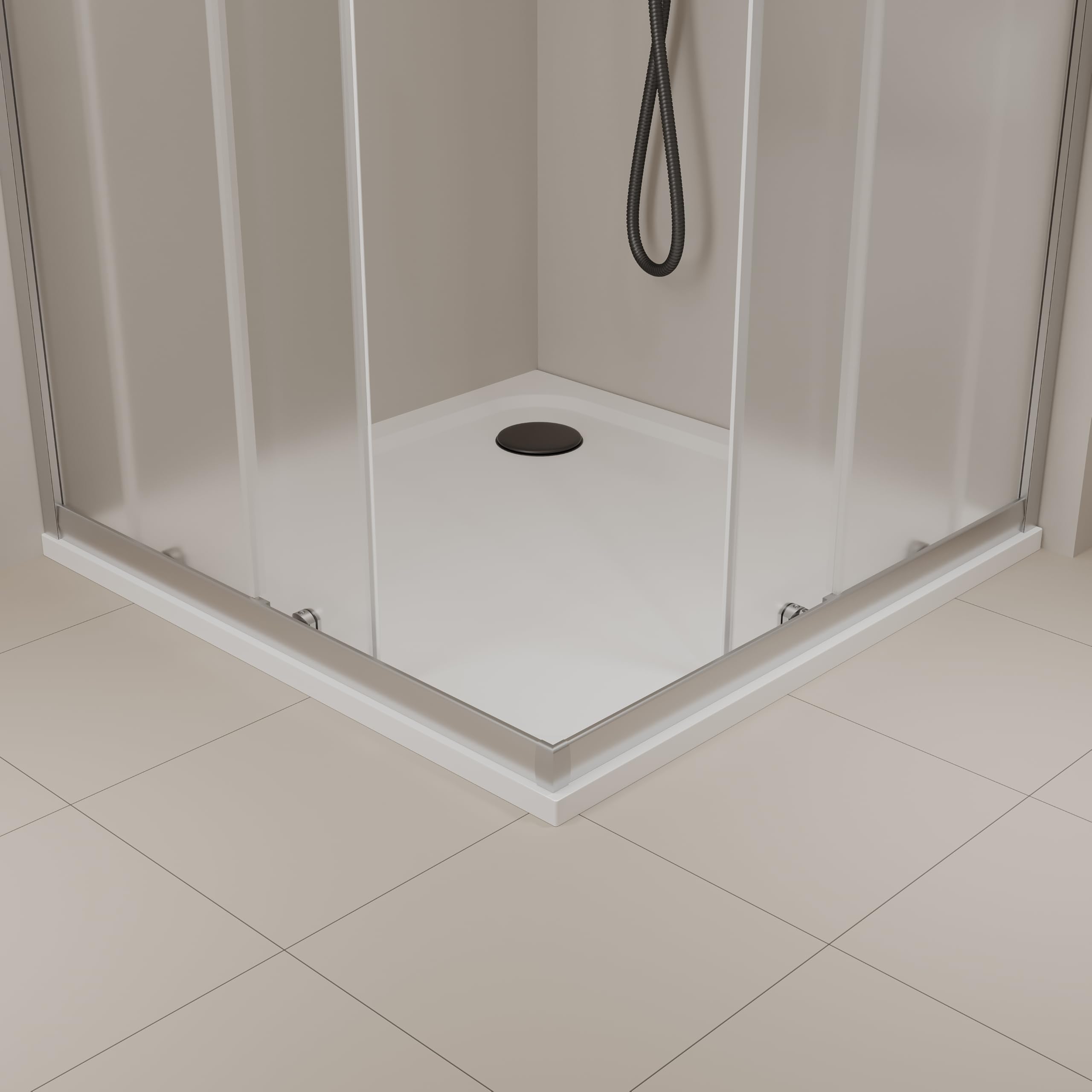 Box Doccia NORTH Angolare, Vetro Temperato 6mm, Opaco Frosted, Porte Scorrevoli, Profili in Alluminio (80x80)