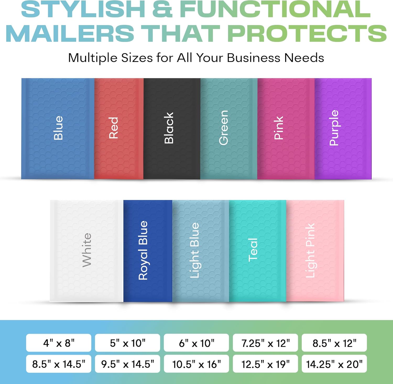 White Poly Bubble Mailers 8.5x12 inch #2 | Self Seal Padded Envelopes | Cushioned Bubble Mailer | Usable Size 8.5x11 | WaterProof | Lightweight mailing Shipping Bags | US Made | 100 Pack Bulk