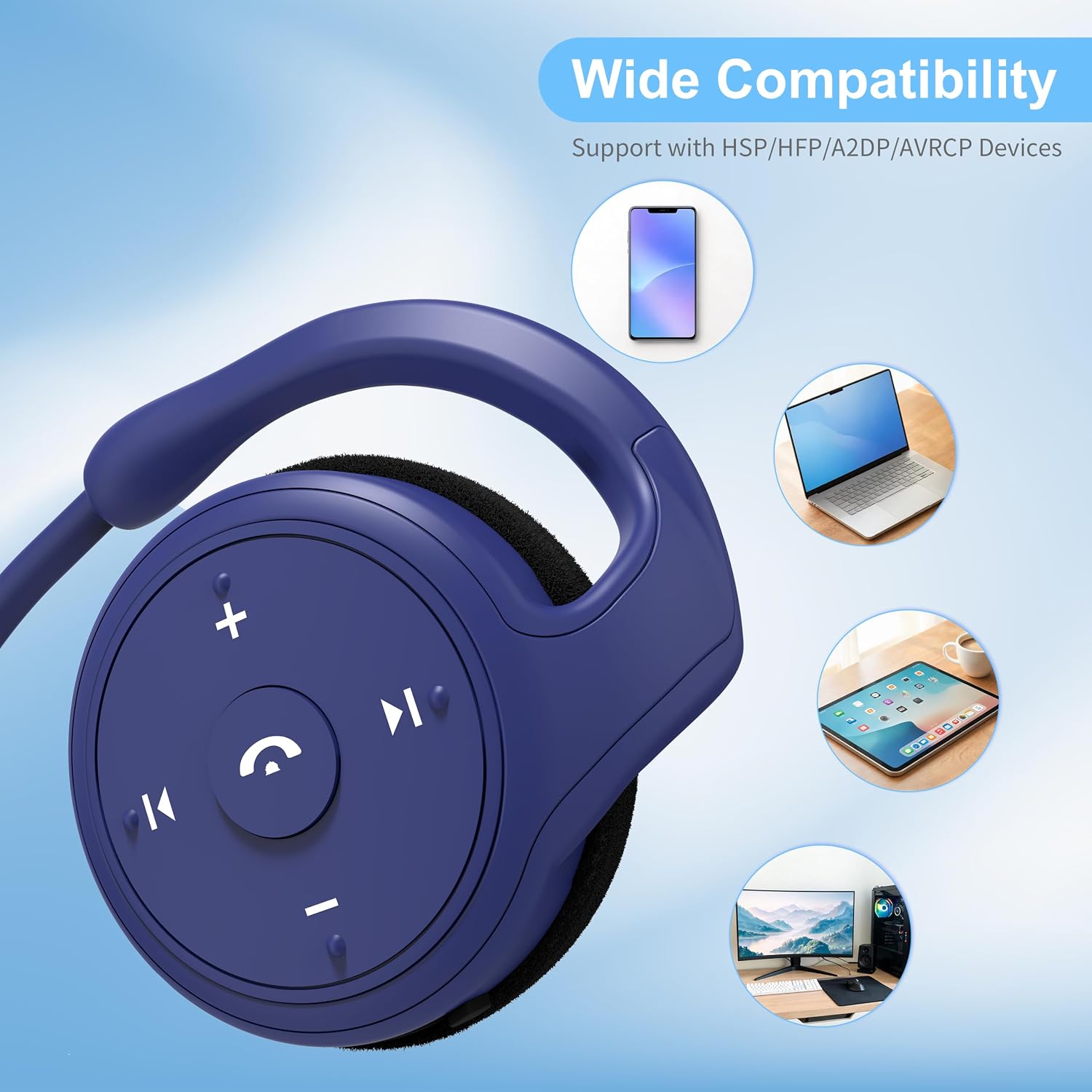 itayak Behind The Head Headphones, Wrap Around Head Small Bluetooth Headphones Lightweight Foldable Wireless Sports Sweatproof Headset with Microphone & Carrying Case