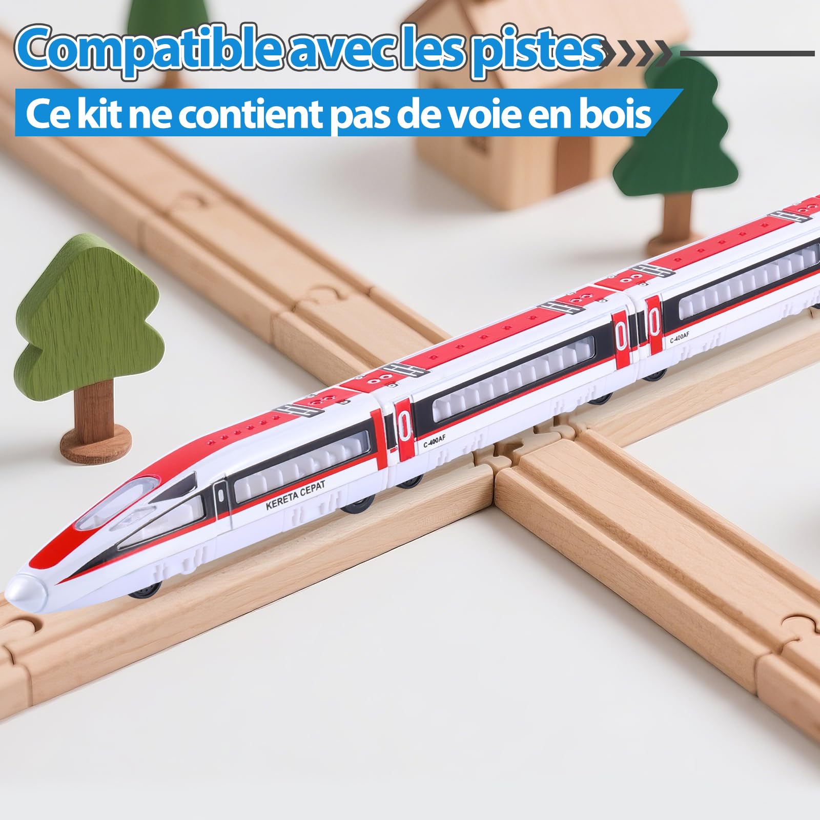 VBACALA Tren de Juguete Magnético para Niños, 4 Piezas con Locomotoras y Vagones, Juego Educativo con Función de Retroceso, Regalo Ideal para Pequeños Conductores para Niños +3 Años