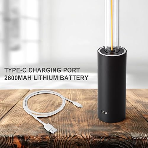 Miniatura 3 de Lámpara portátil inalámbrica, 3 vías táctil USB, recargable, funciona con pilas, lámpara pequeña minimalista para mesita de noche y cocina, luz