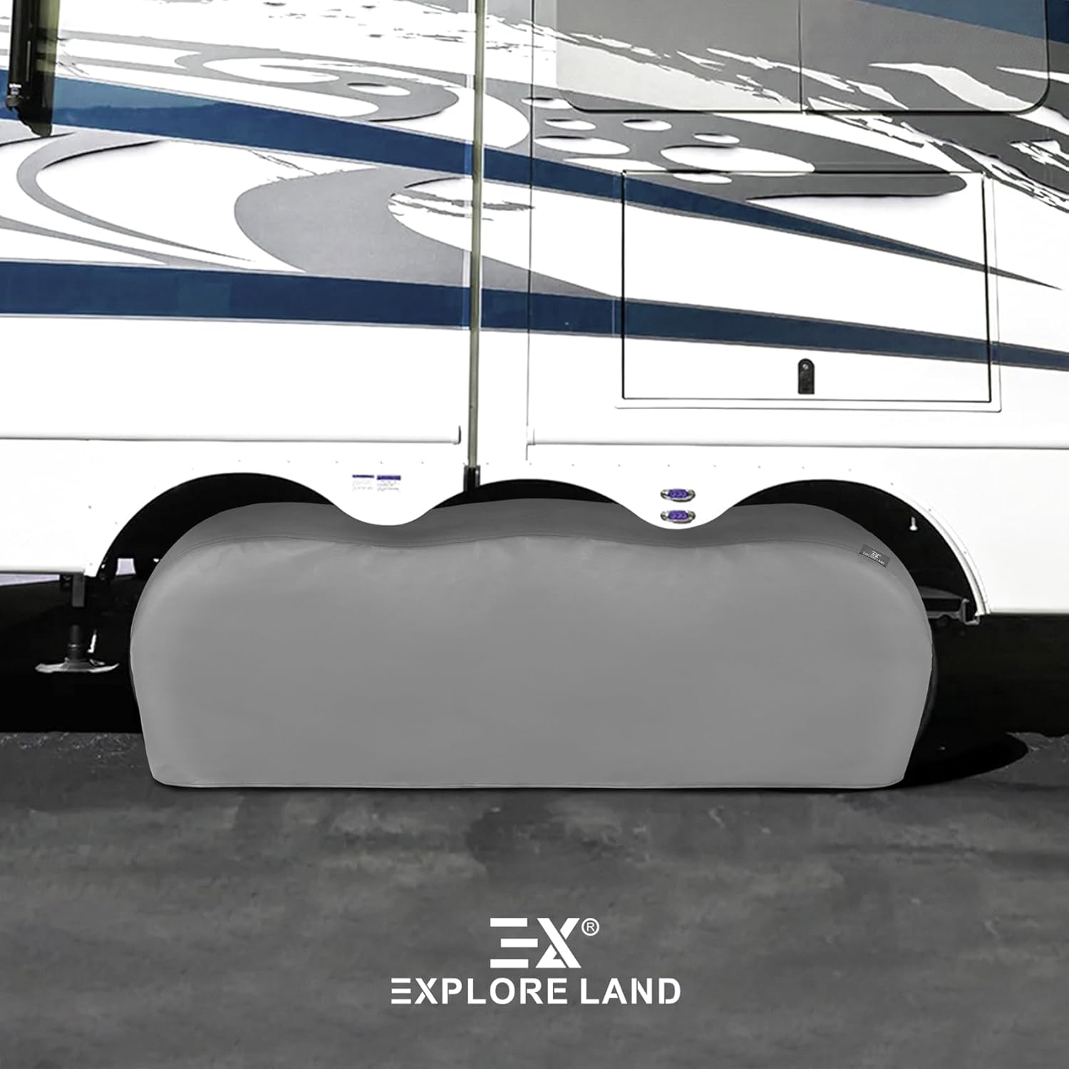 Explore Land Triple Axle Tire Cover - Tough 3 Wheel Protector for RV Trailer Truck SUV Camper Fits Tire Diameters 26-28.75 inches