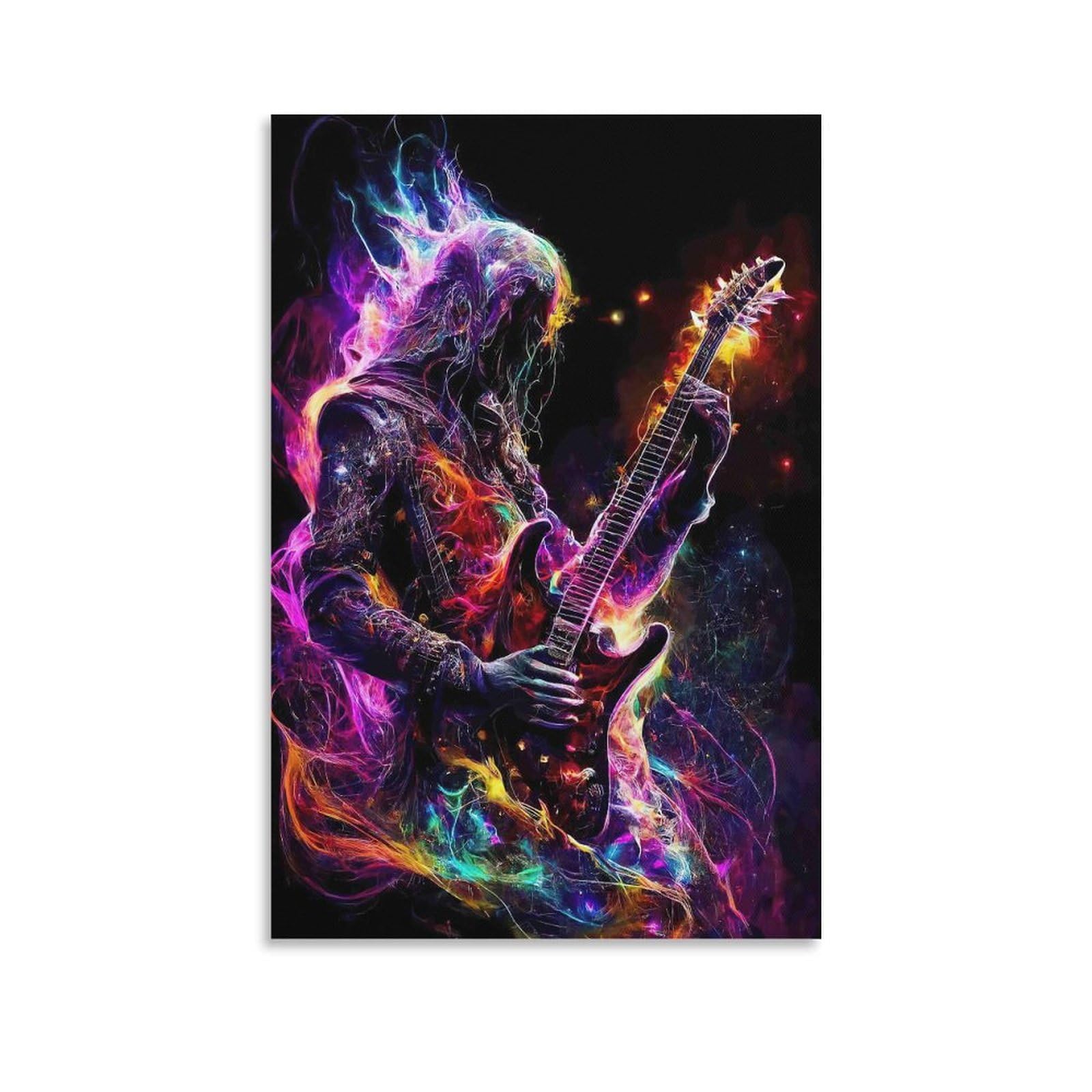 DHBANEIOK Electric Guitar Player Wall Decor Poster Canvas Prints Picture Modern Canvas Wall Art Picture Wall Hanging for Living Room Bedroom Home Decorations 16x24inch(40x60cm)