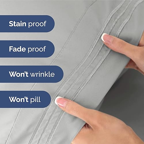 Vista 570 de Juego de sábanas de 4 piezas tamaño king, extrasuaves, transpirables y refrescantes con esquinas profundas, sábanas de fácil ajuste y sin arrugas