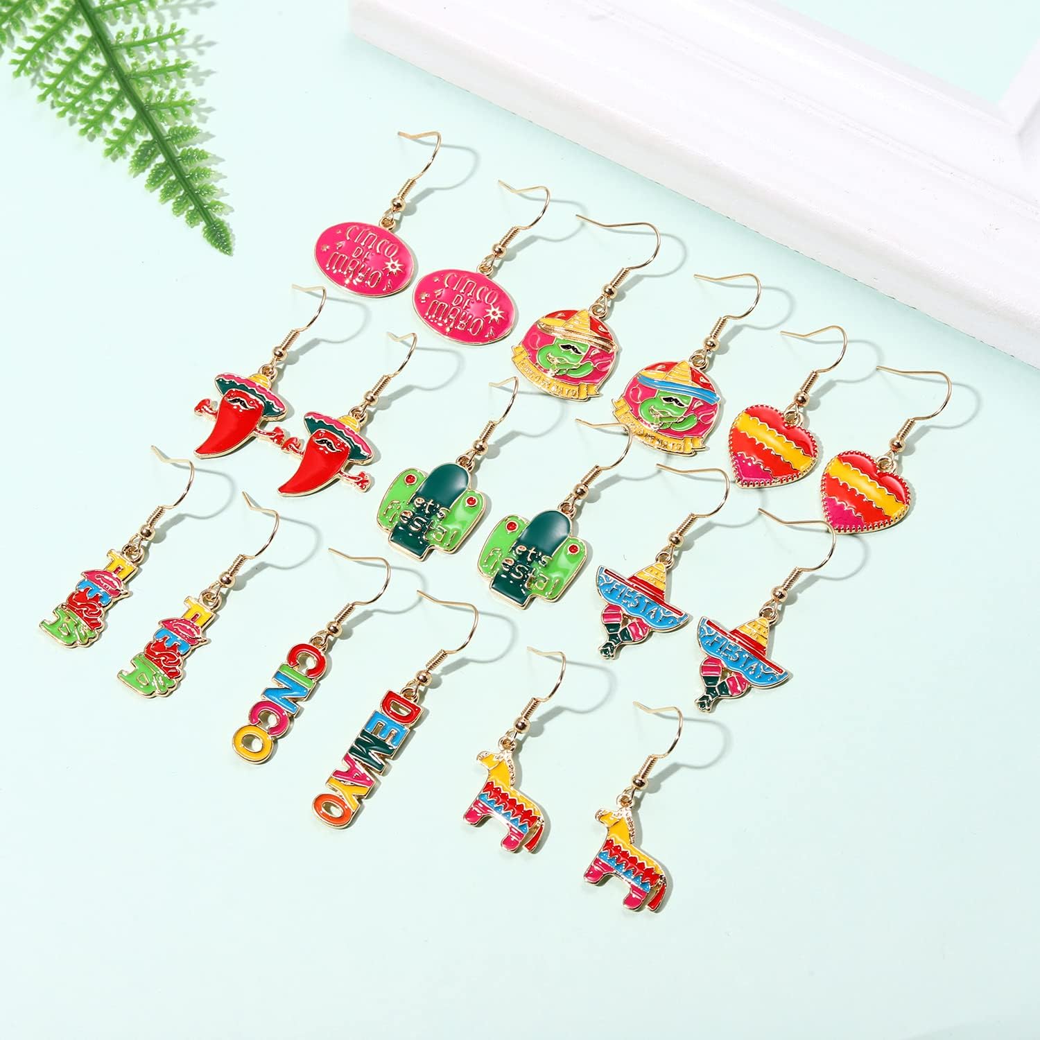 Cinco De Mayo Hoop Earrings - Colorful Cactus Chili Sombrero Mexican Fiesta Jewelry For Women