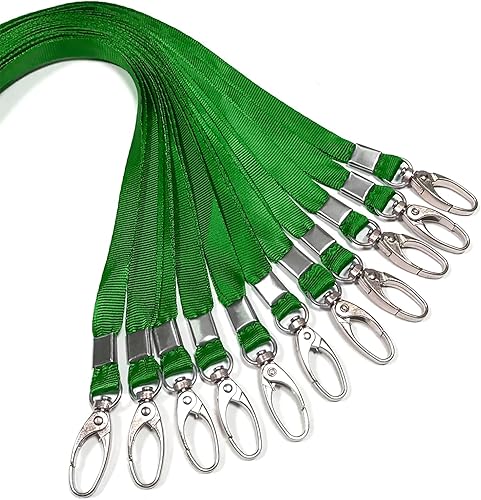 50 Piezas Cordones Verdes Cordón para Insignias de Identificación Cordón de Nailon a Granel Clip Gancho Giratorio para Insignias de Identificación