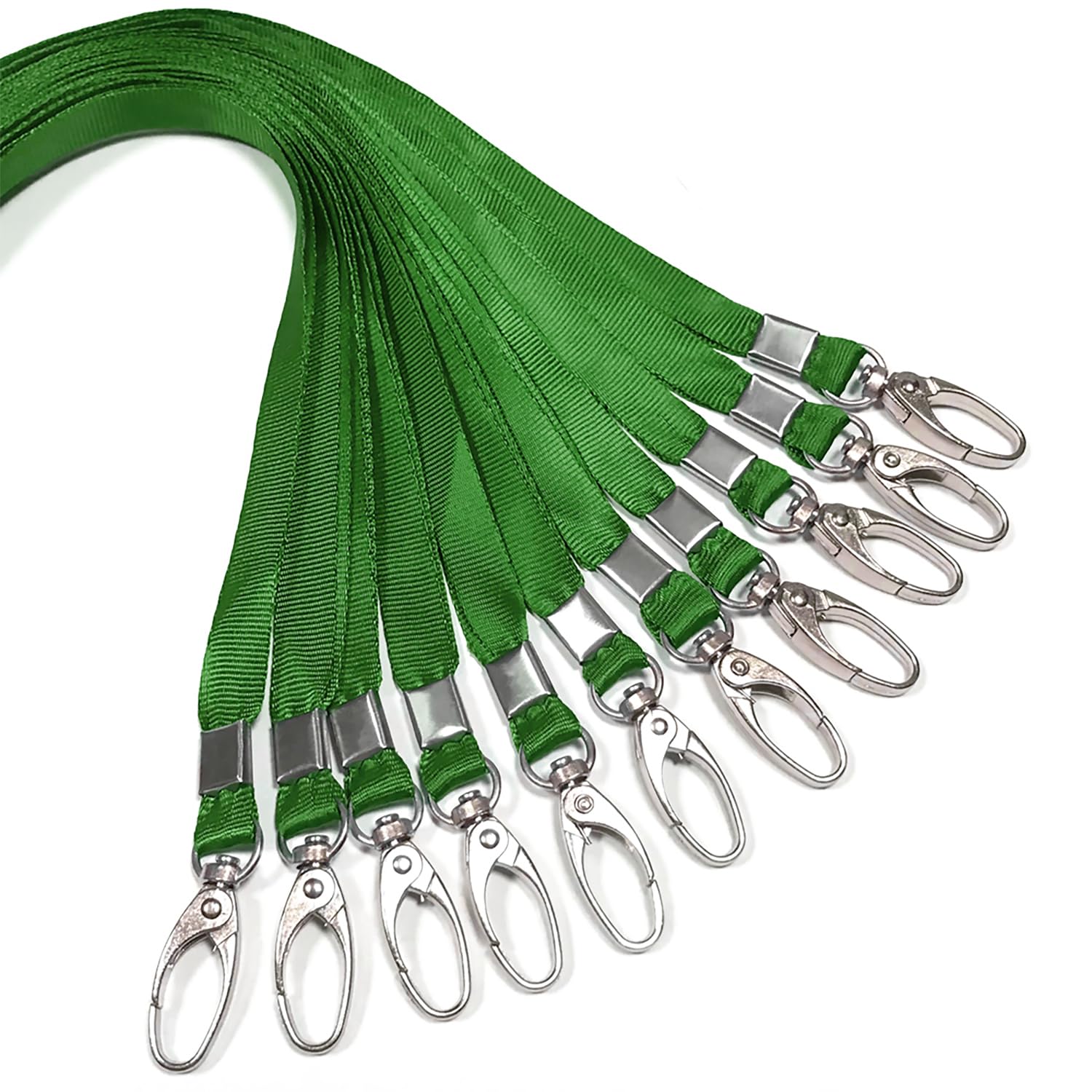 50 Pcs Lanyards Green Lanyard for Id Badges Nylon Lanyard Bulk Clip Swivel Hook for Office Id Badges Key Chains