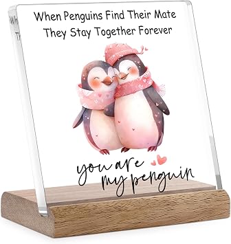 Christmas Gifts for Women Men You Are My Penguin Gifts I Love You Sign for Her Him I Miss You Plaque for Wife Husband Girlfriend Boyfriend Wedding, Anniversary, Valentines Day, Christmas