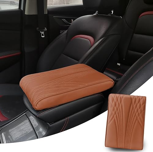 Pincuttee Funda de almohadilla para consola central de automóvil, alfombrilla universal de cuero para reposabrazos, caja de reposabrazos de espuma