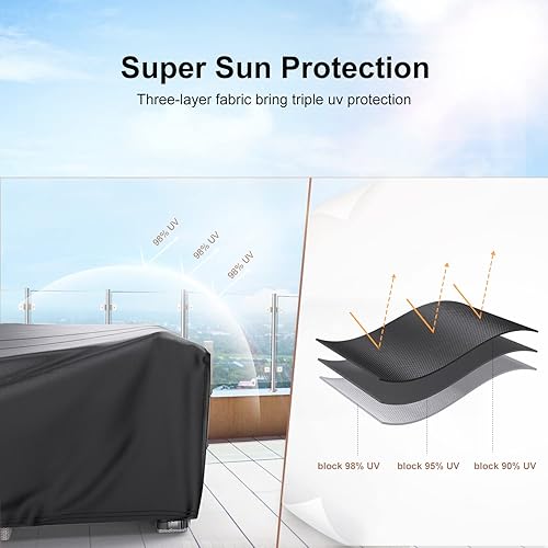 Miniatura 7 de Mrrihand - Juego de muebles de patio impermeable, funda para sofá modular para exteriores, resistente 600D, juego de mesa y silla, 124 pulgadas de