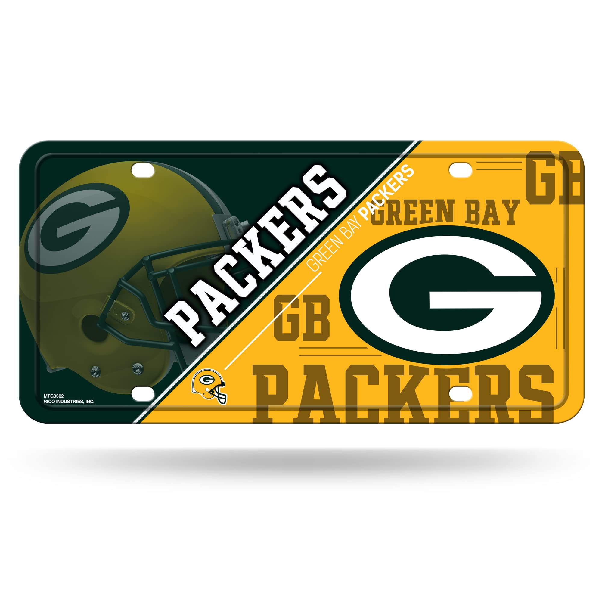 Rico Industries NFL Green Bay Packers Metal License Plate Tag, 6 x 11.5-inches